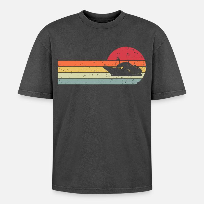 Schiff - Oversized Unisex Premium Acid-Washed T-Shirt - Schwarz Acid Wash