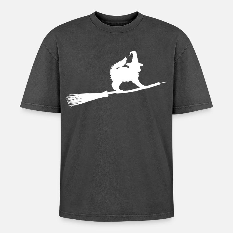 Sorcière de chat - T-shirt Premium unisexe oversize acid-washed - noir délavé acide