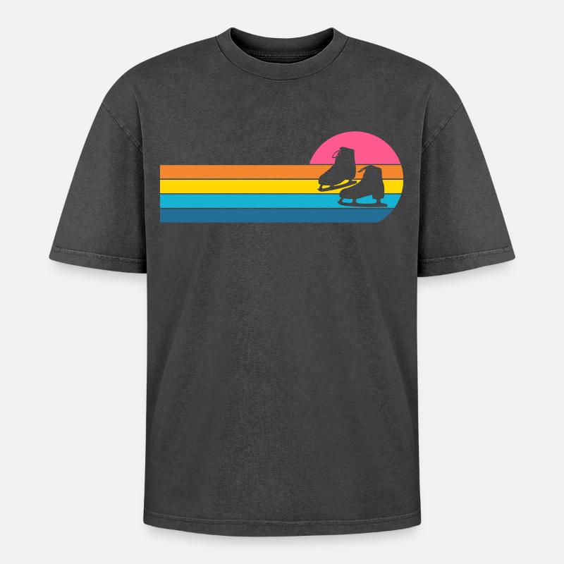 Schlittschuh - Oversized Unisex Premium Acid-Washed T-Shirt - Schwarz Acid Wash