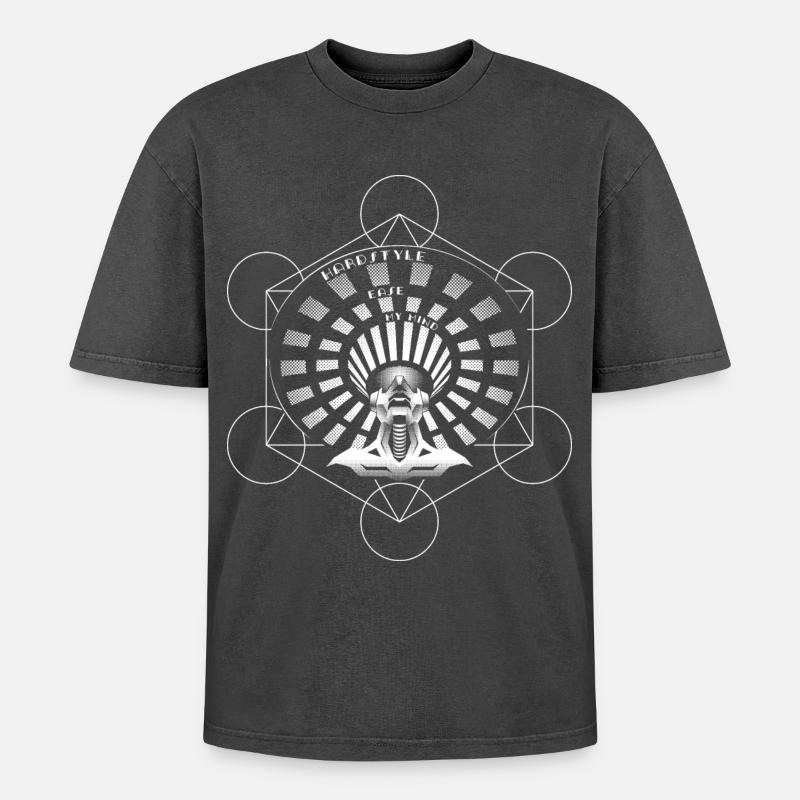 Hardstyle ease my mind - Oversized Unisex Premium Acid-Washed T-Shirt - acid washed black