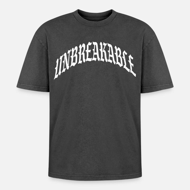 unbreakable unstoppable indomitable gym illegal - Oversized Unisex Premium Acid-Washed T-Shirt - acid washed black