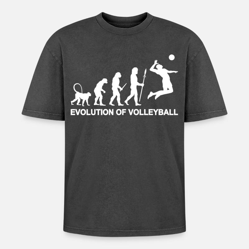 Évolution du volleyball - T-shirt Premium unisexe oversize acid-washed - noir délavé acide