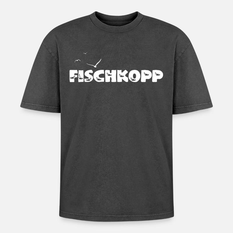 Fischkopp - Oversized Unisex Premium Acid-Washed T-Shirt - Schwarz Acid Wash