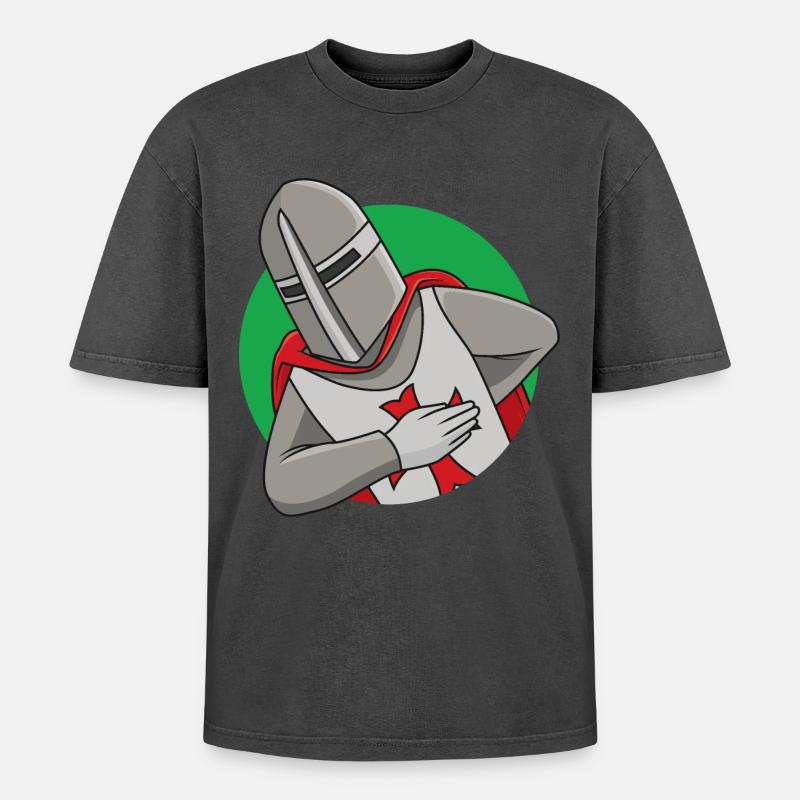 Friendly Crusader - Oversized Unisex Premium Acid-Washed T-Shirt - acid washed black