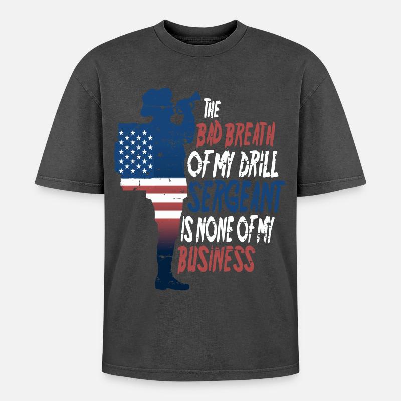 Drill Sergeant - Oversized Unisex Premium Acid-Washed T-Shirt - Schwarz Acid Wash