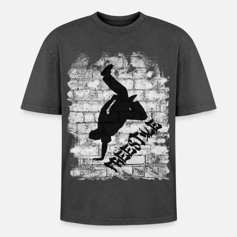 Freestyle - Oversized Unisex Premium Acid-Washed T-Shirt - Schwarz Acid Wash