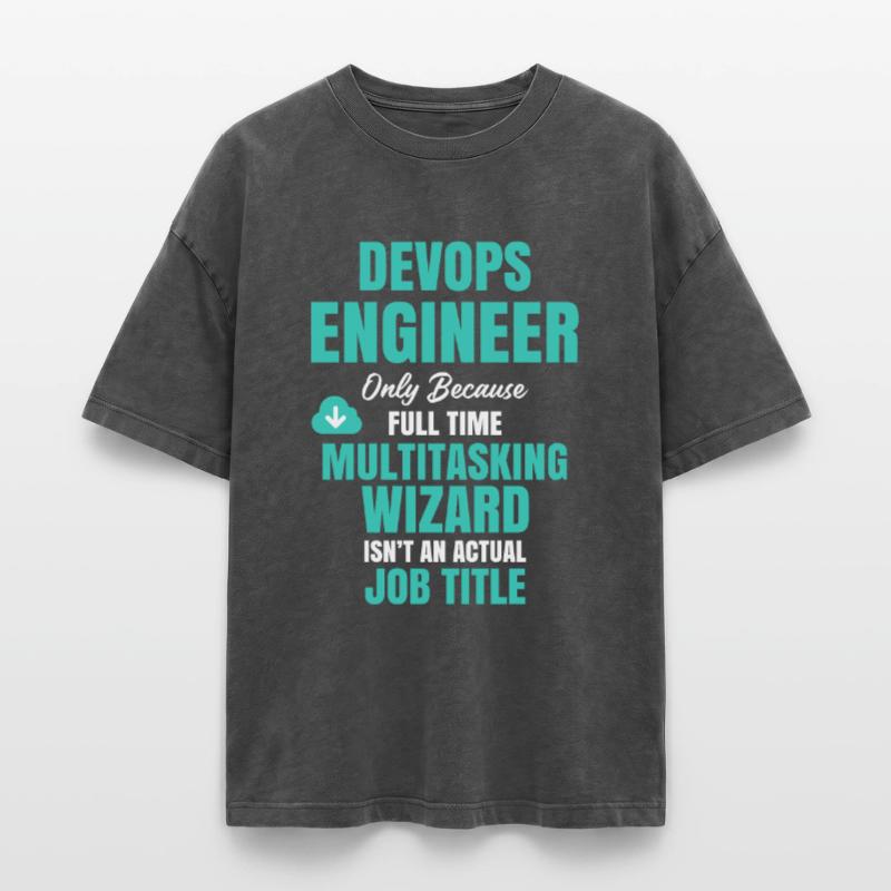 DevOps Engineer Multitasking-Assistent Oversized Unisex Premium Acid-Washed T-Shirt