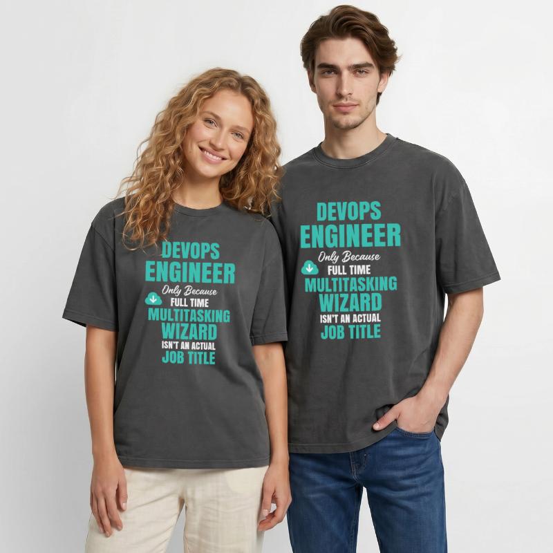 DevOps Engineer Multitasking-Assistent Oversized Unisex Premium Acid-Washed T-Shirt