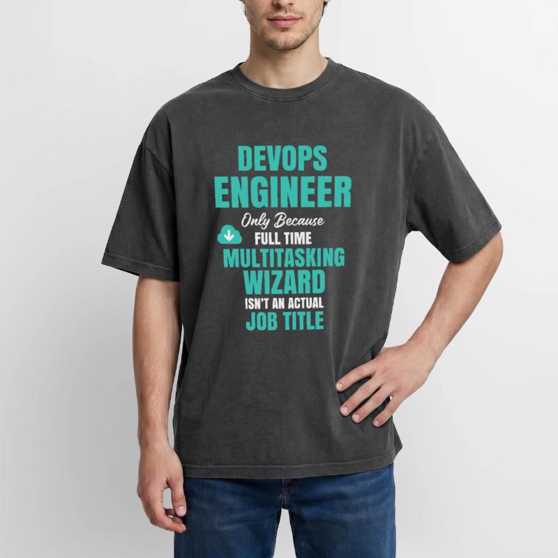 DevOps Engineer Multitasking-Assistent Oversized Unisex Premium Acid-Washed T-Shirt