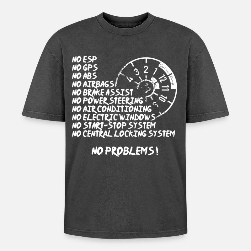 No Problems - Oversized Unisex Premium Acid-Washed T-Shirt - Schwarz Acid Wash
