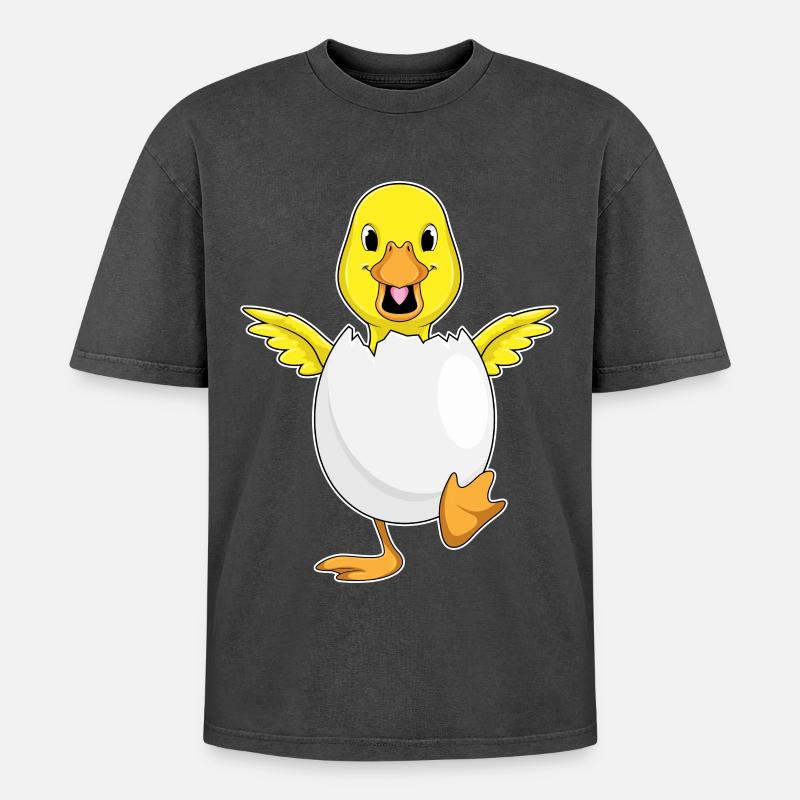 Duck Eggshell - Oversized Unisex Premium Acid-Washed T-Shirt - acid washed black