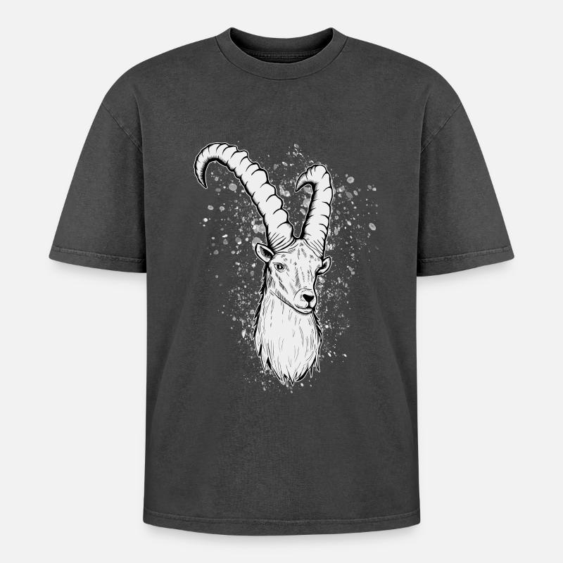 Steinbock Sternzeichen Geschenk - Oversized Unisex Premium Acid-Washed T-Shirt - Schwarz Acid Wash