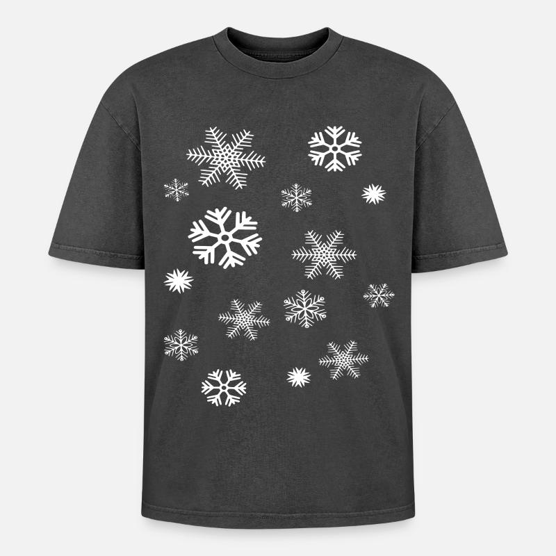 Flocons - T-shirt Premium unisexe oversize acid-washed - noir délavé acide