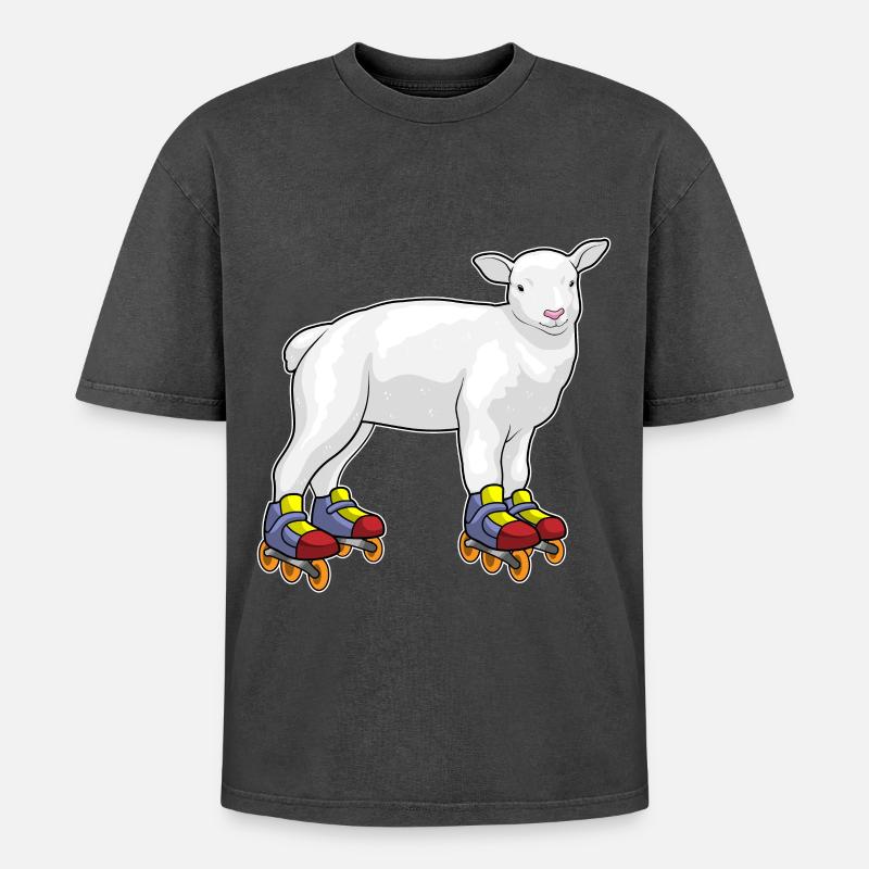 Lamm Inline skating Inline skates - Oversized Unisex Premium Acid-Washed T-Shirt - Schwarz Acid Wash