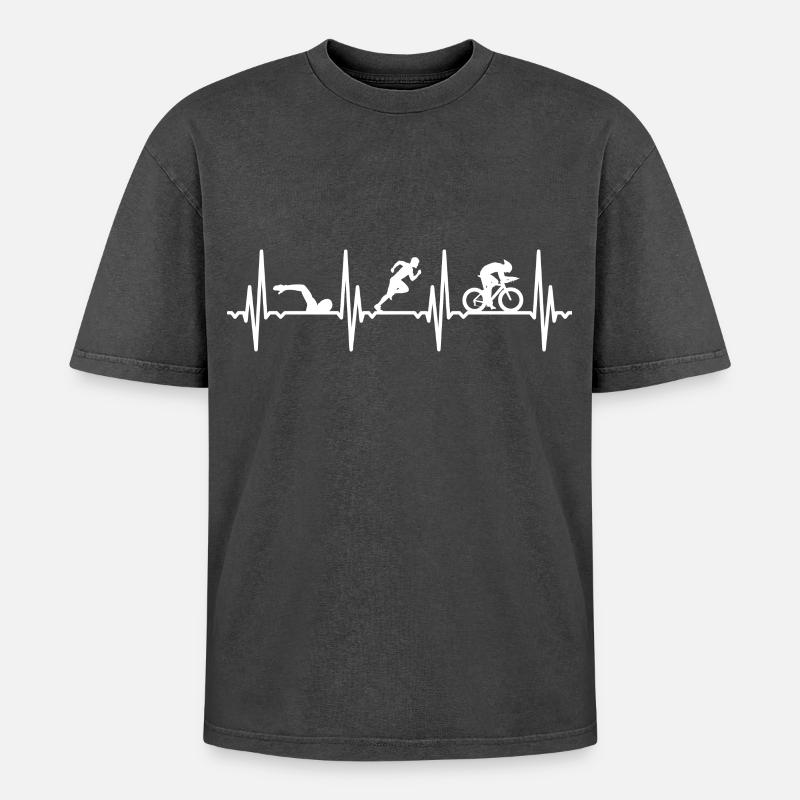 Triathletes' palpitations - Oversized Unisex Premium Acid-Washed T-Shirt - acid washed black