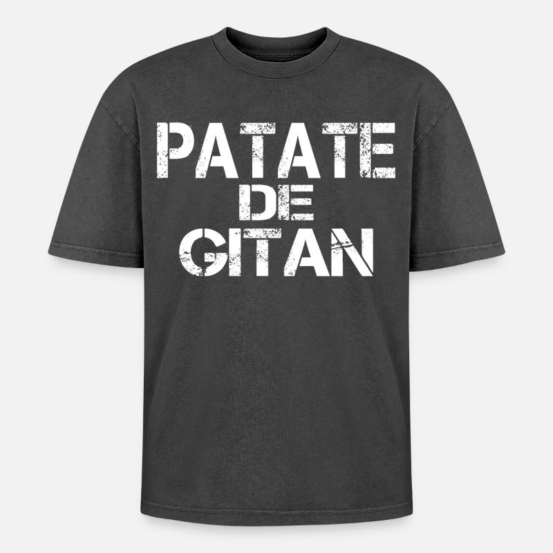 Patate de GITAN - T-shirt Premium unisexe oversize acid-washed - noir délavé acide