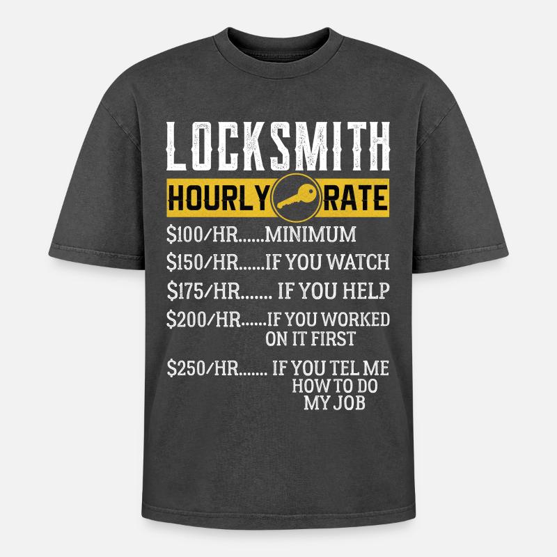 Locksmith Hourly rates Locksmith - Oversized Unisex Premium Acid-Washed T-Shirt - acid washed black