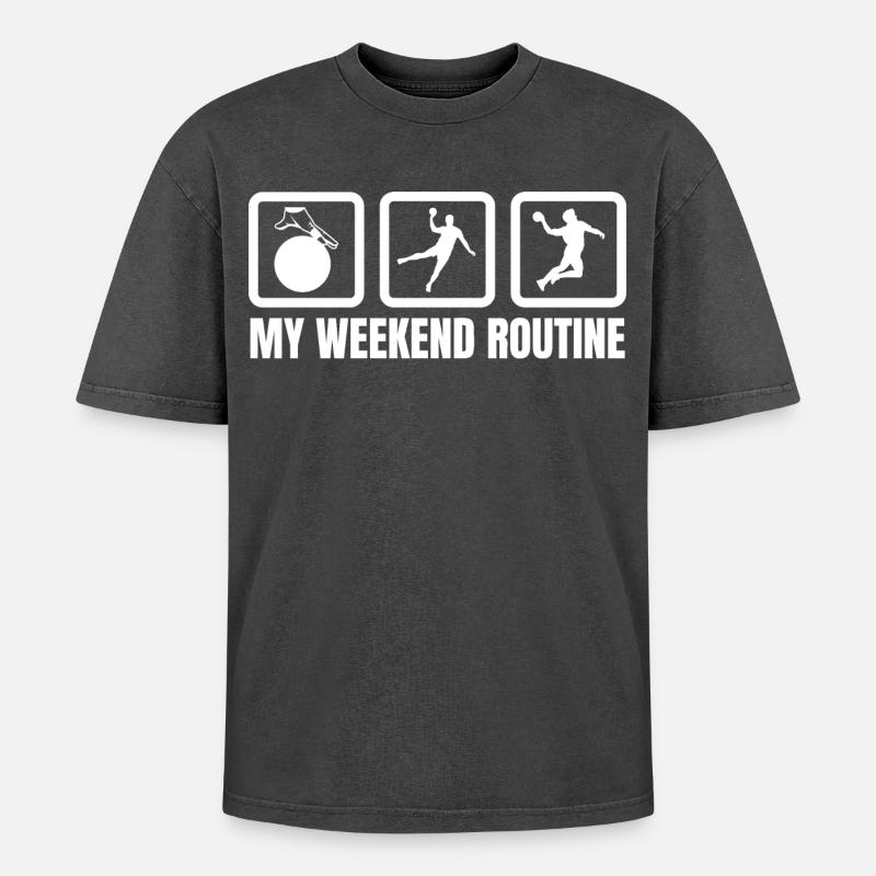 My weekend routine - Oversized Unisex Premium Acid-Washed T-Shirt - acid washed black