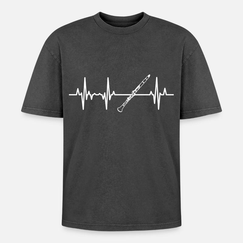 Clarinet Heart palpitations - Oversized Unisex Premium Acid-Washed T-Shirt - acid washed black