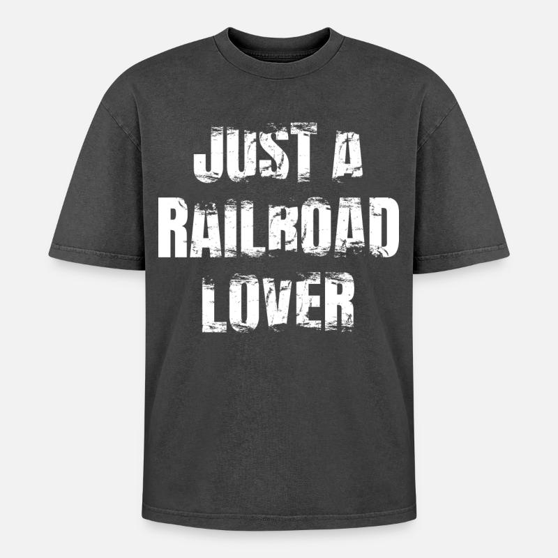Train lovers - Oversized Unisex Premium Acid-Washed T-Shirt - acid washed black