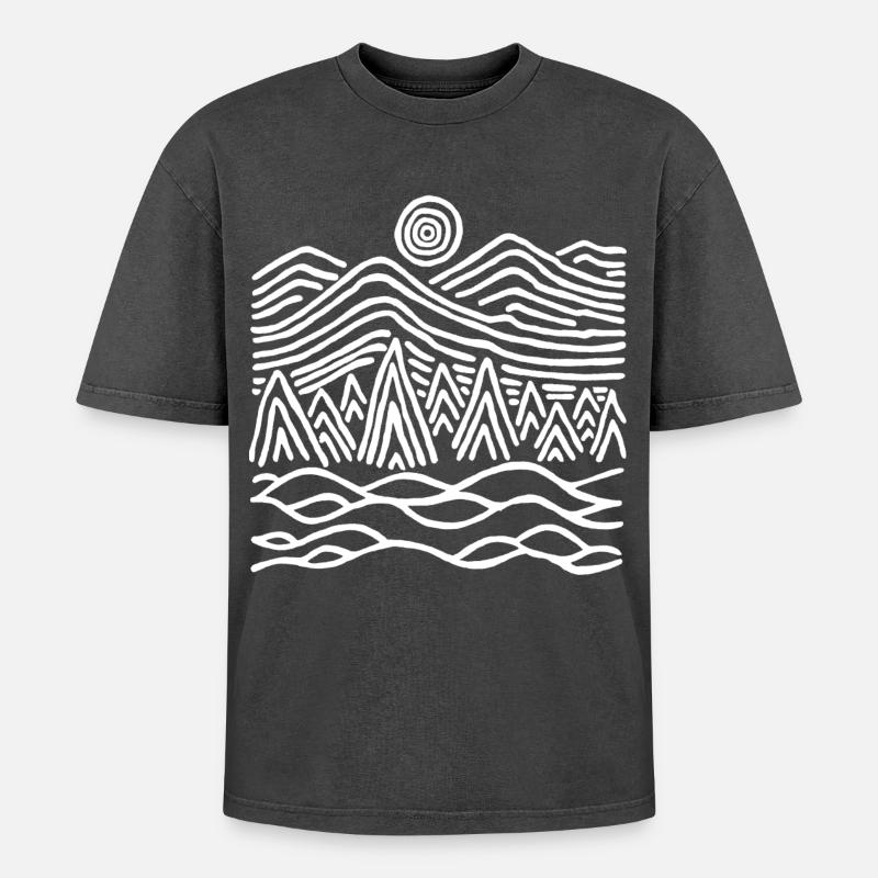Paysage blanc étrange - T-shirt Premium unisexe oversize acid-washed - noir délavé acide