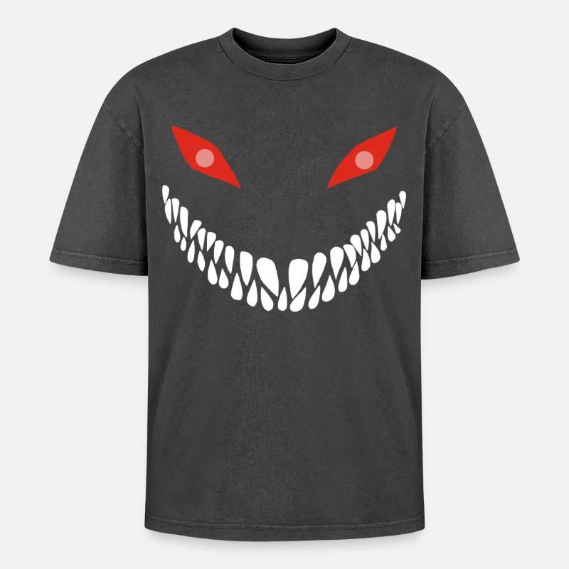 Fleischfressender Lächeln - Oversized Unisex Premium Acid-Washed T-Shirt - Schwarz Acid Wash