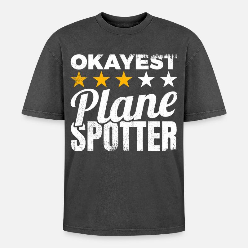 Average Planespotter - Oversized Unisex Premium Acid-Washed T-Shirt - acid washed black