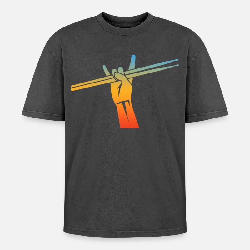 Drummers Drumsticks - Oversized Unisex Premium Acid-Washed T-Shirt - acid washed black