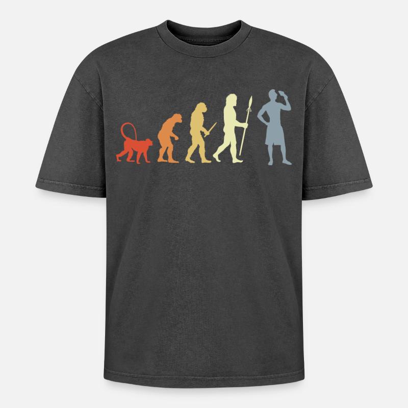 Evolution Eiscreme Liebhaber - Oversized Unisex Premium Acid-Washed T-Shirt - Schwarz Acid Wash