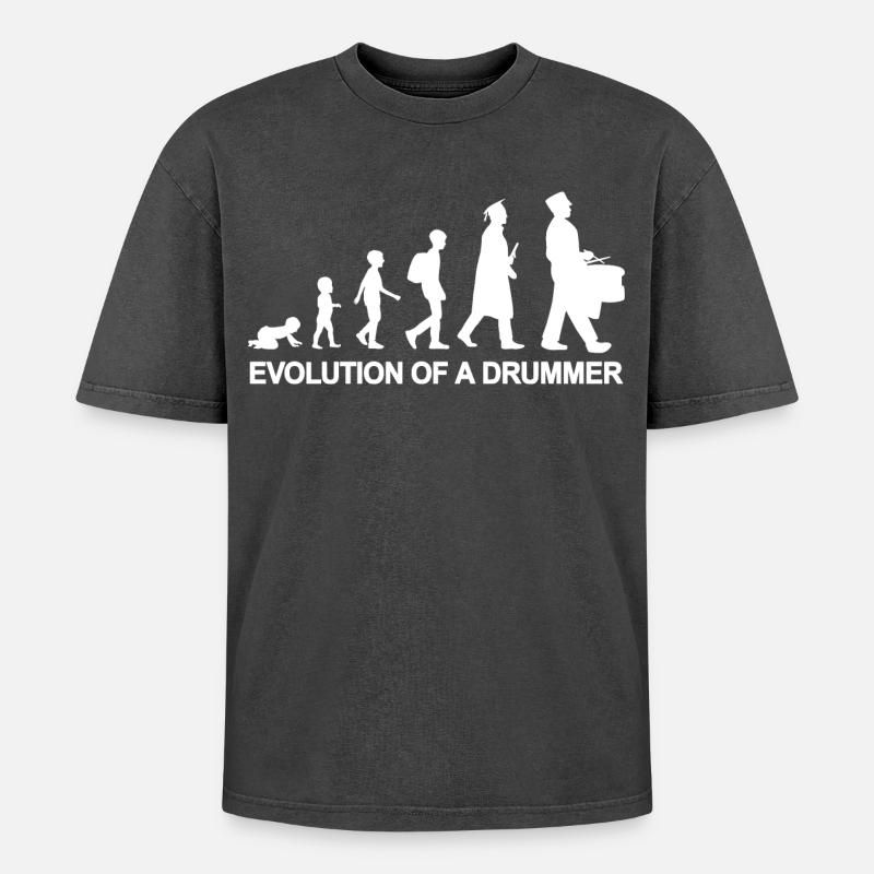 Drummer Evolution - Oversized Unisex Premium Acid-Washed T-Shirt - acid washed black