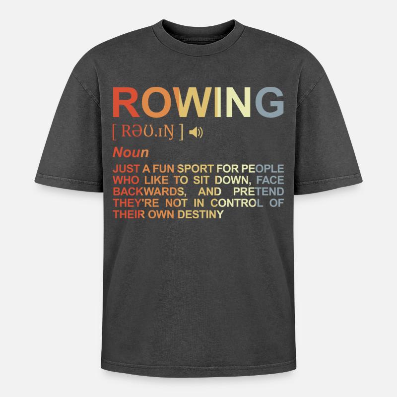 Rowing Term - Oversized Unisex Premium Acid-Washed T-Shirt - acid washed black