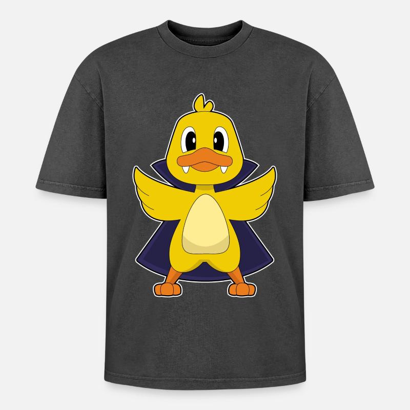 Vampire canard - T-shirt Premium unisexe oversize acid-washed - noir délavé acide