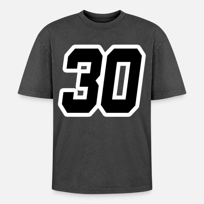 NUMMER DREISSIG 30 - Oversized Unisex Premium Acid-Washed T-Shirt - Schwarz Acid Wash