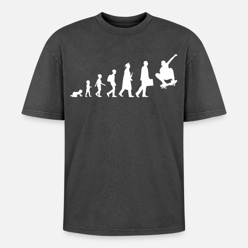 Entwicklung eines Skateboarders - Oversized Unisex Premium Acid-Washed T-Shirt - Schwarz Acid Wash