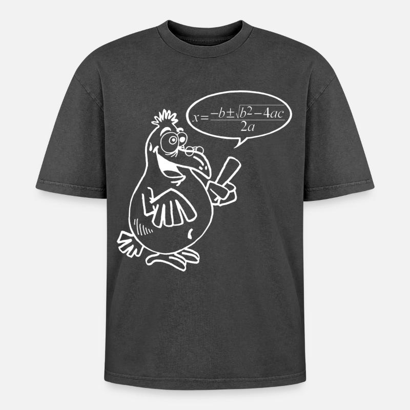 White Smart Bird - Oversized Unisex Premium Acid-Washed T-Shirt - acid washed black