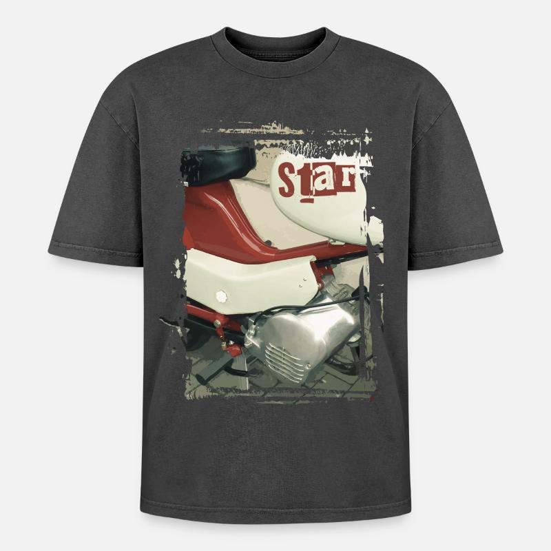 Samson Star - Oversized Unisex Premium Acid-Washed T-Shirt - acid washed black