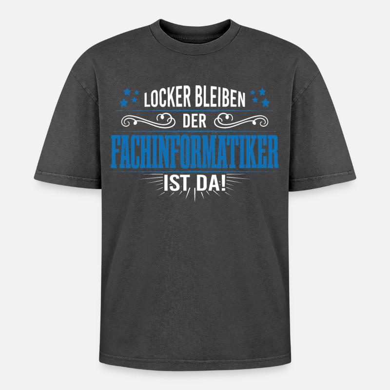 Fachinformatiker programmierer support admin - Oversized Unisex Premium Acid-Washed T-Shirt - Schwarz Acid Wash