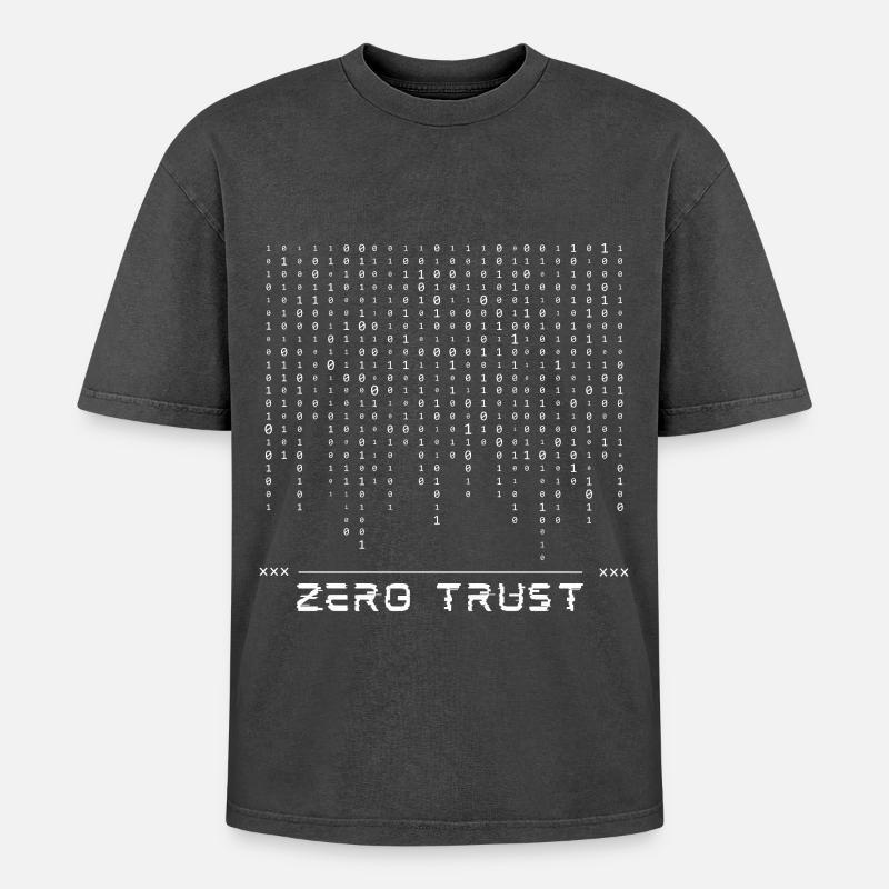 Code binaire Zero Trust - T-shirt Premium unisexe oversize acid-washed - noir délavé acide