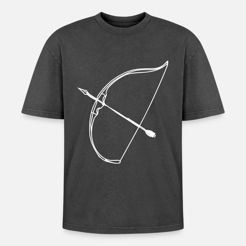 Pfeil und Bogen - Oversized Unisex Premium Acid-Washed T-Shirt - Schwarz Acid Wash