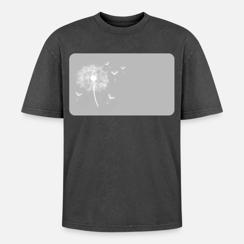 Dandelion grey | customizable - Oversized Unisex Premium Acid-Washed T-Shirt - acid washed black