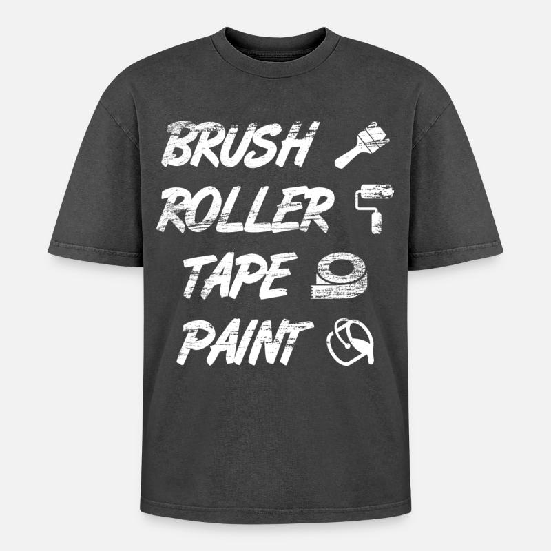 Maler Spruch - Oversized Unisex Premium Acid-Washed T-Shirt - Schwarz Acid Wash