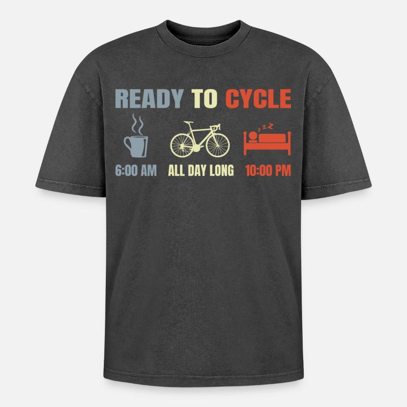 Radfahrer Zeitplan - Oversized Unisex Premium Acid-Washed T-Shirt - Schwarz Acid Wash