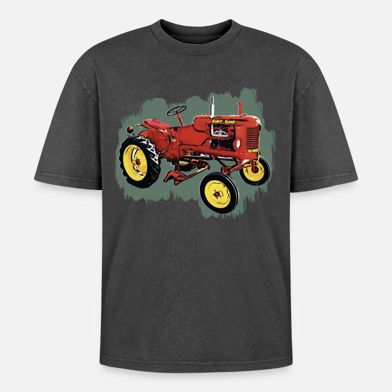 Traktor M H Pony - Oversized Unisex Premium Acid-Washed T-Shirt - Schwarz Acid Wash