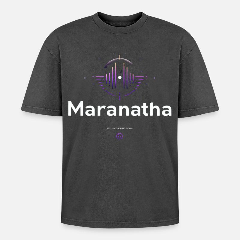 Maranatha Worship Wave - Oversized Unisex Premium Acid-Washed T-Shirt - acid washed black
