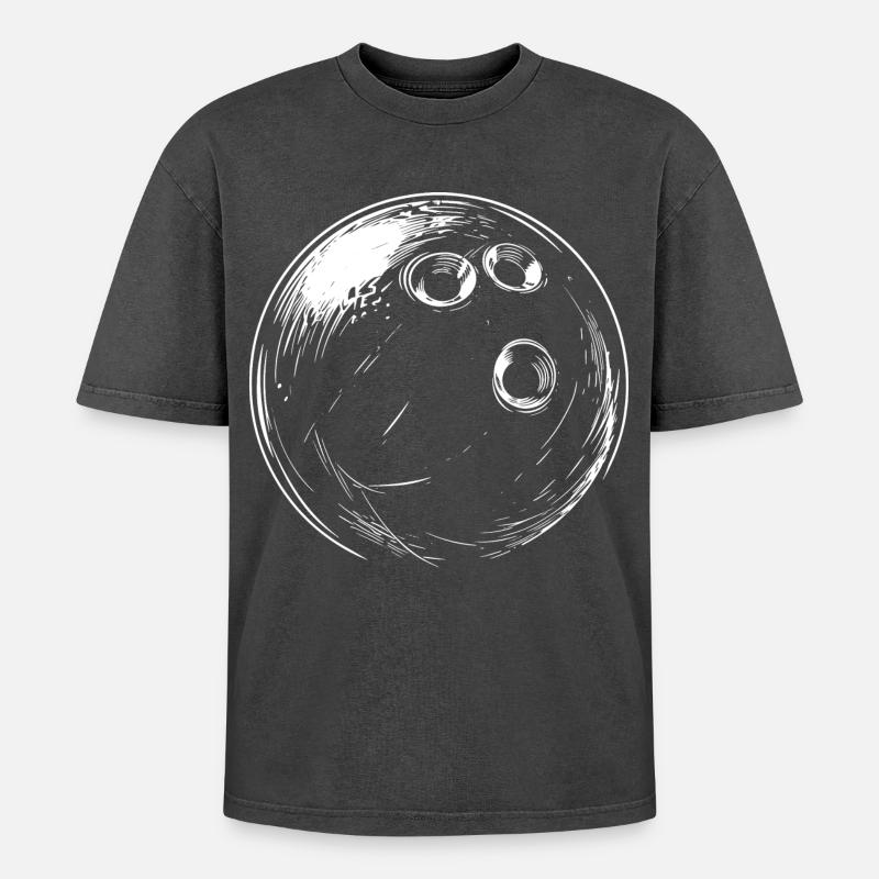 Dessin de boule de bowling - T-shirt Premium unisexe oversize acid-washed - noir délavé acide