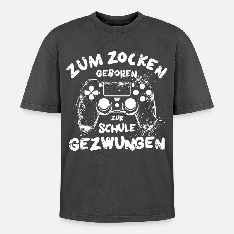 Computerfreak Zocker Gamershirt Hacker - Oversized Unisex Premium Acid-Washed T-Shirt - Schwarz Acid Wash
