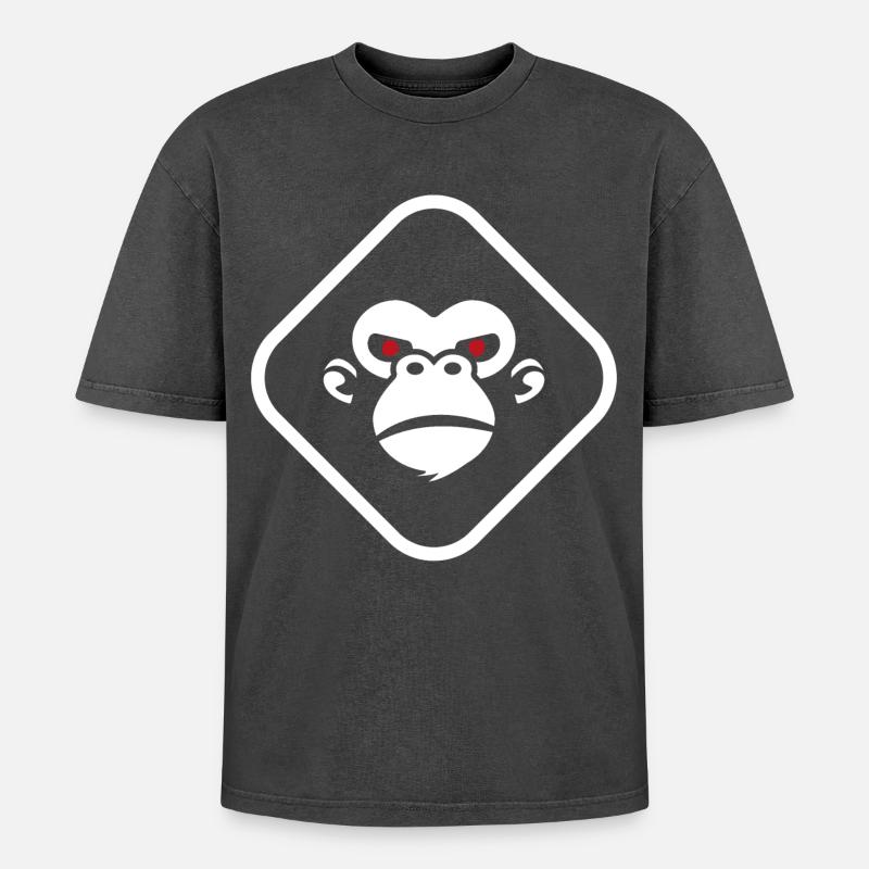 Gorilla Logo dunkler Hintergrund - Oversized Unisex Premium Acid-Washed T-Shirt - Schwarz Acid Wash