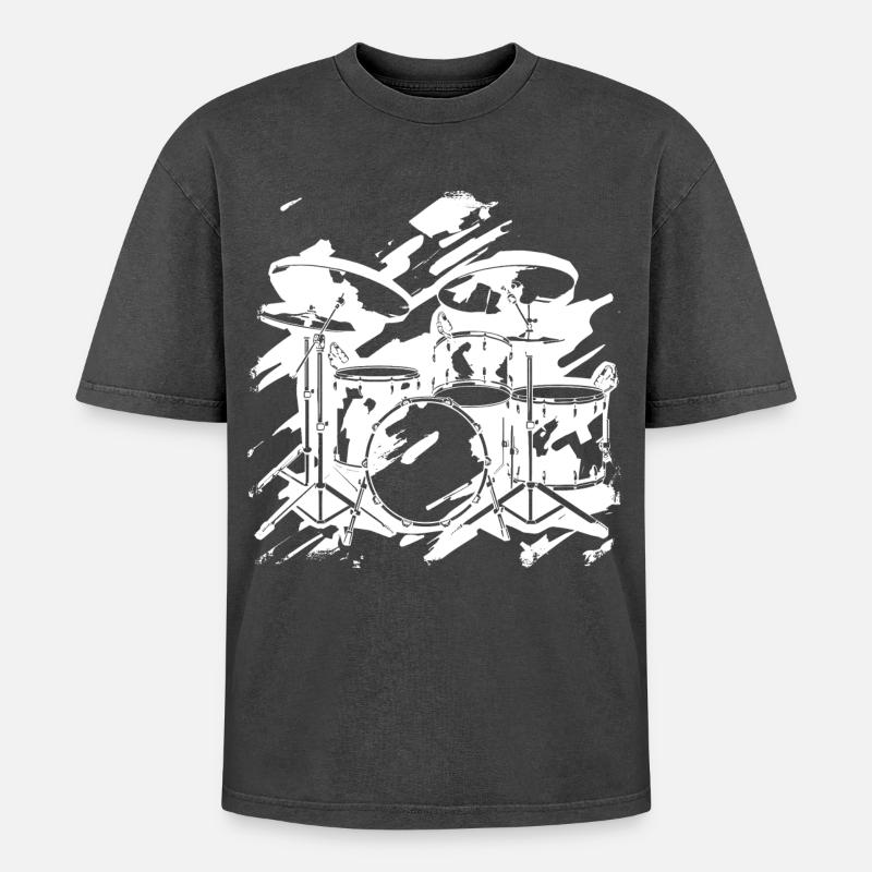 Percussion - Oversized Unisex Premium Acid-Washed T-Shirt - acid washed black