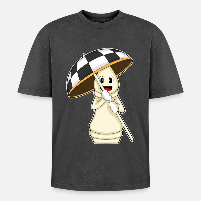 Chess Piece Rook Chess - Oversized Unisex Premium Acid-Washed T-Shirt - acid washed black
