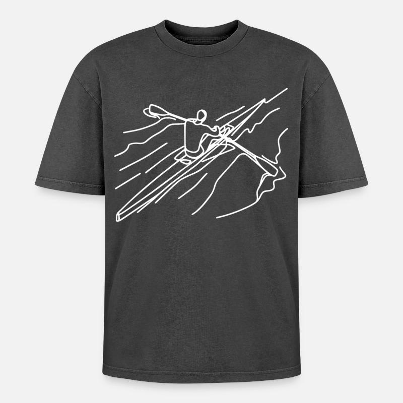 Ruderer - Oversized Unisex Premium Acid-Washed T-Shirt - Schwarz Acid Wash